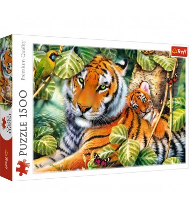 Puzzle Tigri Bengalezi In Padurea Tropicala, 1500 Piese