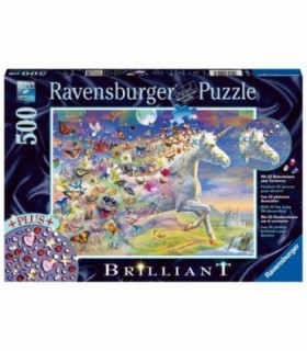 Puzzle Unicorni Si Fluturi, 500 Piese & Stickere