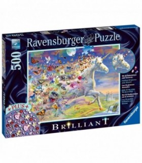 Puzzle Unicorni Si Fluturi, 500 Piese & Stickere