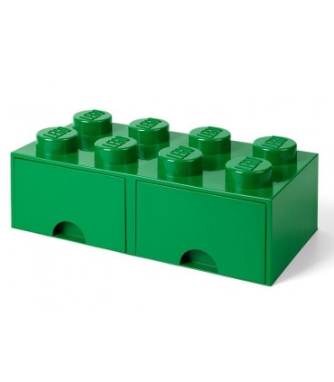 Cutie depozitare LEGO 2x4 cu sertare, verde
