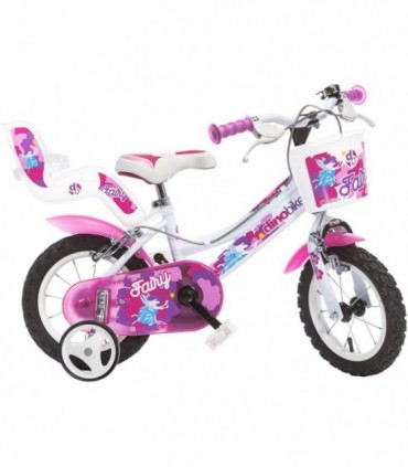 Bicicleta copii Dino Bikes 12' Fairy alb si roz
