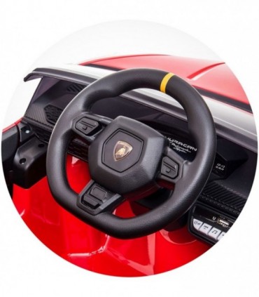 Masinuta electrica Chipolino Lamborghini Huracan red cu scaun din piele si roti EVA