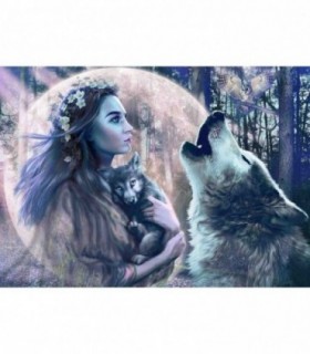 Puzzle Femeie Cu Lupi, 1000 Piese