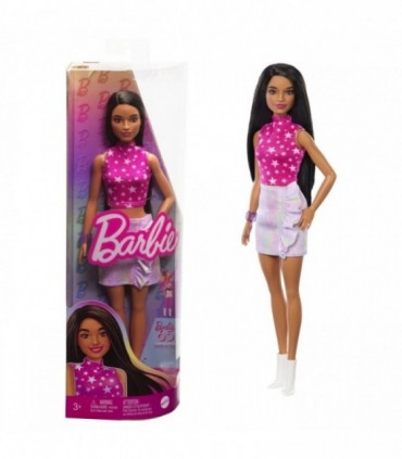 Barbie Fashionista Bruneta Cu Top Cu Stelute