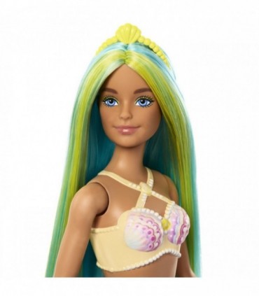 Barbie Dreamtropia - Sirena Cu Corest Galben Si Coada Portocalie