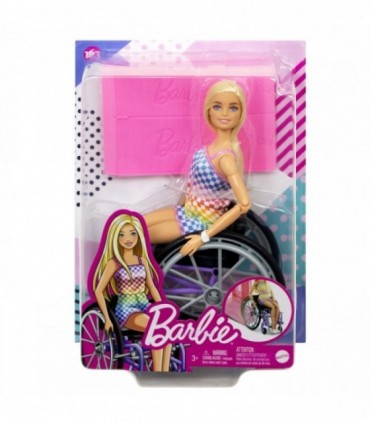 Papusa Barbie Blonda In Scaun Cu Rotile