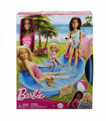 Set Papusa Barbie Blonda Cu Piscina