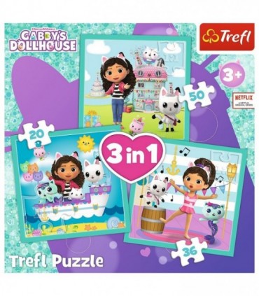 Puzzle 3-in-1 Gabbys Dollhouse - Activitatile Lui Gabby