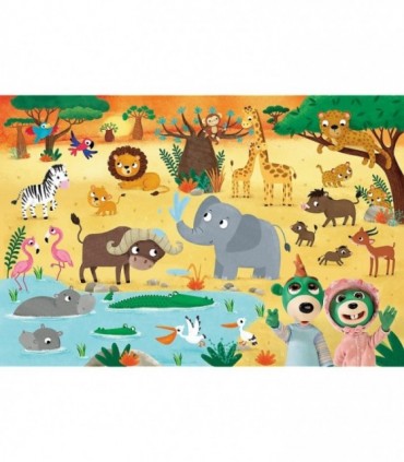 Puzzle Maxi Babies And The Bear In Safari, 24 Piese Super Primo