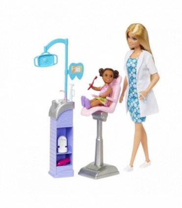 Set Mobilier Barbie Cu Papusa Doctor Stomatolog, Blonda