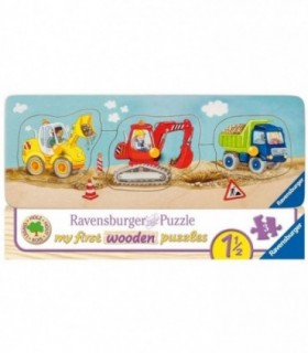 Puzzle Lemn Utilaje Constructii, 3 Piese