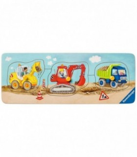 Puzzle Lemn Utilaje Constructii, 3 Piese