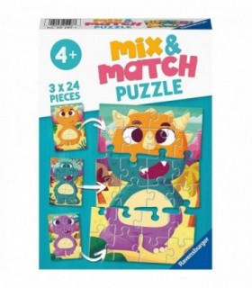 Puzzle Mix&Match Dinozauri, 3X24 Piese