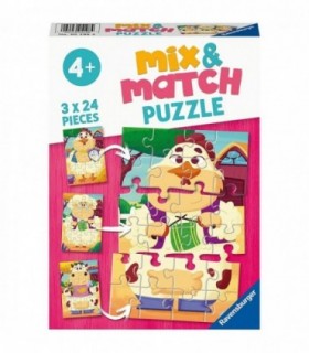 Puzzle Mix&Match Prietenii De La Ferma, 3X24 Piese