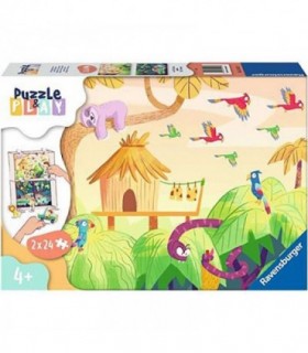 Puzzle Si Joc Expeditie In Jungla, 2X24 Piese