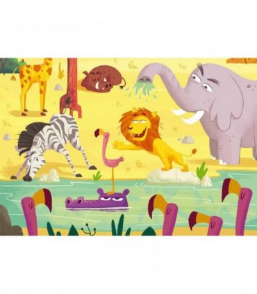 Puzzle Si Joc Animale Din Safari, 2X24 Piese