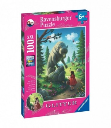 Puzzle Scufita Rosie Si Lupul, 100 Piese Glitter