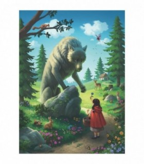 Puzzle Scufita Rosie Si Lupul, 100 Piese Glitter