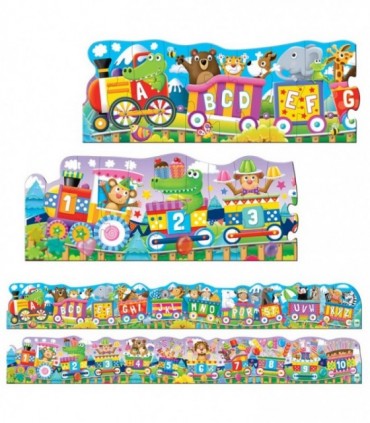 Set 2 Puzzle-Uri Trenul Urias Cu Numere Si Litere - Eng