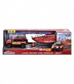 Set Masina De Pompieri Land Rover si Barca De Salvare