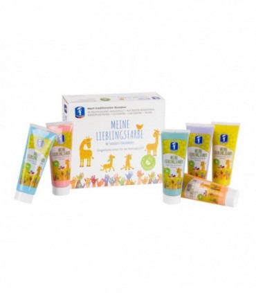 Set 6 tuburi vopsea pictura cu degetele - Pastel