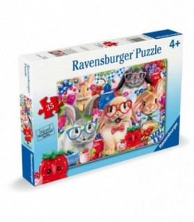 Puzzle Iepurasi si Fructe de Padure, 35 Piese - Design Nou