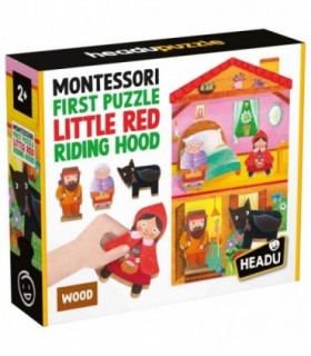 Puzzle Montessori - Scufita Rosie Lemn, 4 Forme