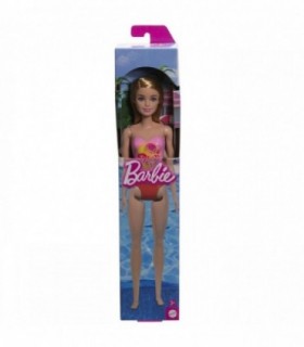 Barbie Blonda Cu Costum De Baie Roz La Piscina