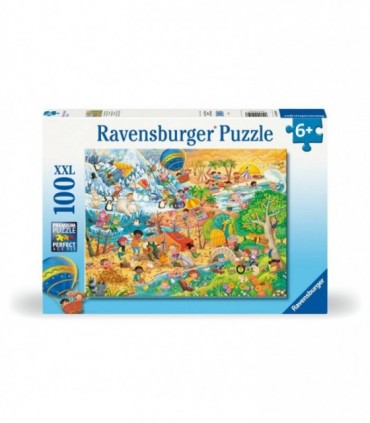 Puzzle Distractia Copiilor In Cele 4 Anotimpuri, 100 Piese XXL