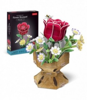 Puzzle 3D Buchet de Flori Trandafir, 120 Piese