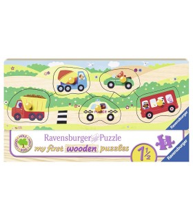 Puzzle Lemn Cu Vehicule, 5 Piese