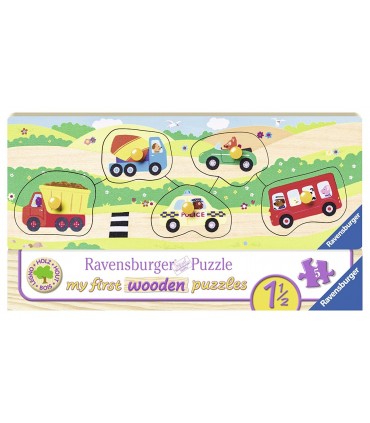 Puzzle Lemn Cu Vehicule, 5 Piese