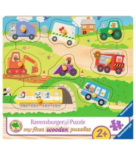 Puzzle Lemn Cu Vehicule, 8 Piese