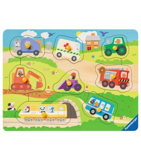 Puzzle Lemn Cu Vehicule, 8 Piese